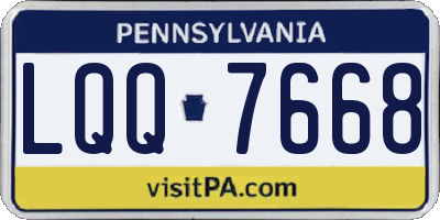 PA license plate LQQ7668