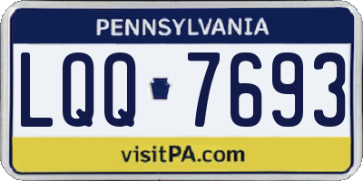 PA license plate LQQ7693
