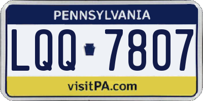 PA license plate LQQ7807
