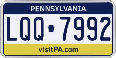 PA license plate LQQ7992