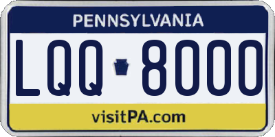PA license plate LQQ8000