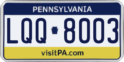 PA license plate LQQ8003