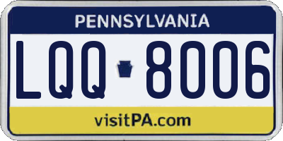 PA license plate LQQ8006