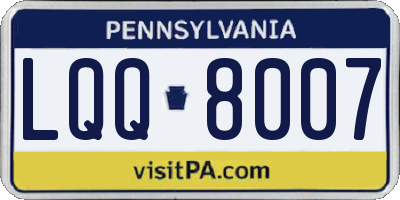 PA license plate LQQ8007