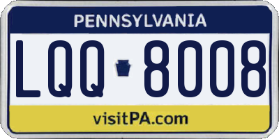 PA license plate LQQ8008