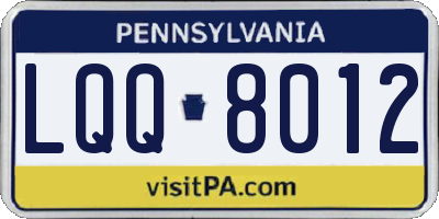 PA license plate LQQ8012
