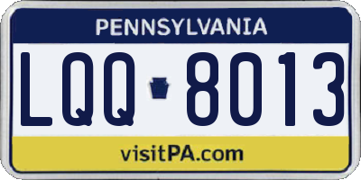 PA license plate LQQ8013