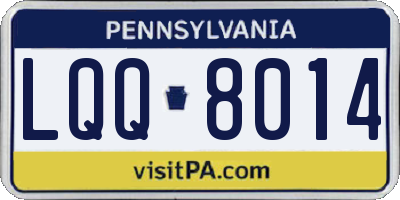 PA license plate LQQ8014