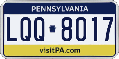 PA license plate LQQ8017