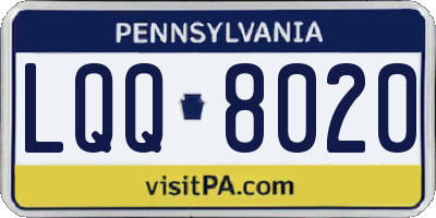 PA license plate LQQ8020