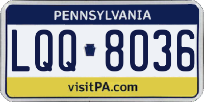 PA license plate LQQ8036