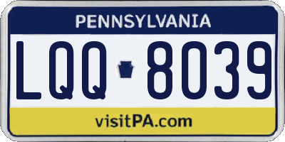 PA license plate LQQ8039