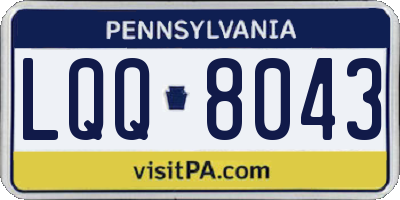 PA license plate LQQ8043