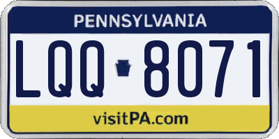 PA license plate LQQ8071