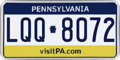 PA license plate LQQ8072