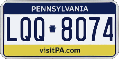 PA license plate LQQ8074