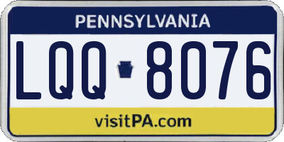PA license plate LQQ8076