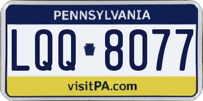 PA license plate LQQ8077