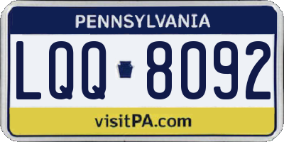PA license plate LQQ8092