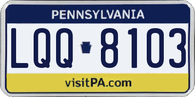 PA license plate LQQ8103