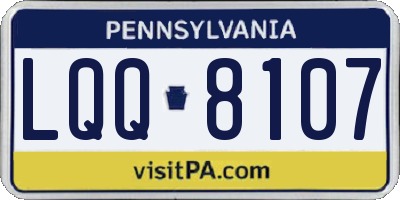 PA license plate LQQ8107