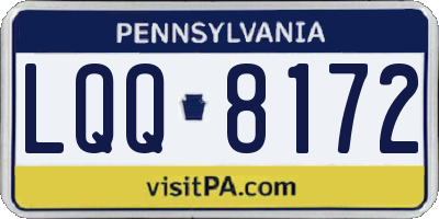 PA license plate LQQ8172