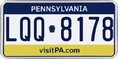 PA license plate LQQ8178