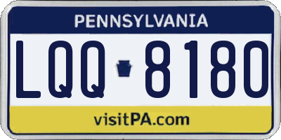 PA license plate LQQ8180