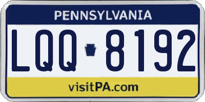 PA license plate LQQ8192