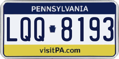 PA license plate LQQ8193