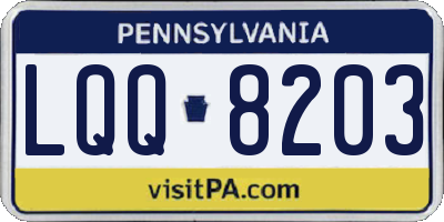 PA license plate LQQ8203
