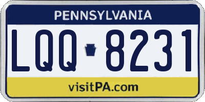PA license plate LQQ8231