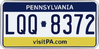 PA license plate LQQ8372