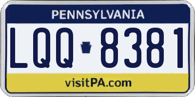 PA license plate LQQ8381