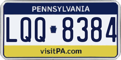 PA license plate LQQ8384