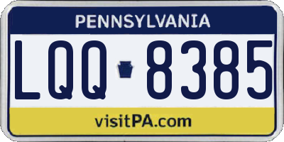 PA license plate LQQ8385