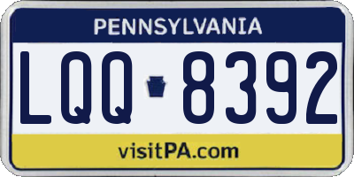PA license plate LQQ8392
