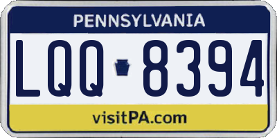 PA license plate LQQ8394