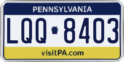 PA license plate LQQ8403