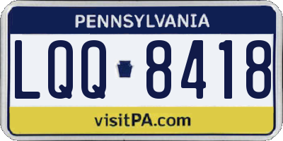 PA license plate LQQ8418