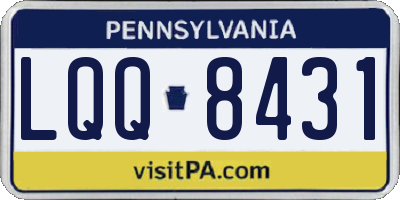 PA license plate LQQ8431