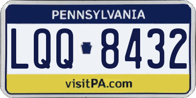 PA license plate LQQ8432