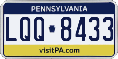 PA license plate LQQ8433