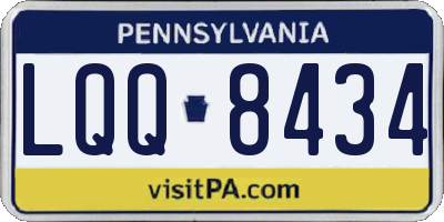 PA license plate LQQ8434