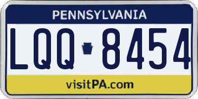 PA license plate LQQ8454
