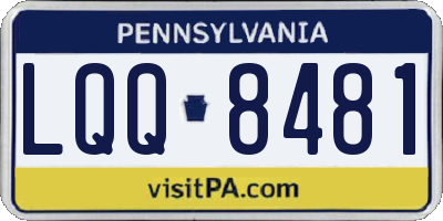 PA license plate LQQ8481