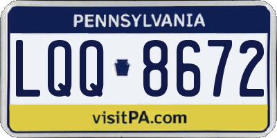 PA license plate LQQ8672