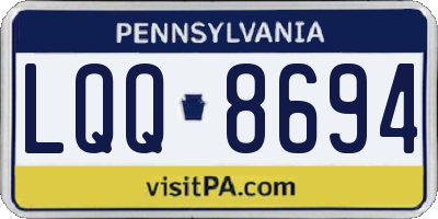 PA license plate LQQ8694