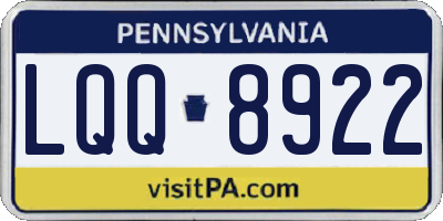PA license plate LQQ8922