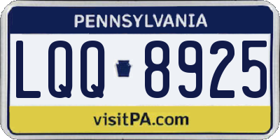 PA license plate LQQ8925
